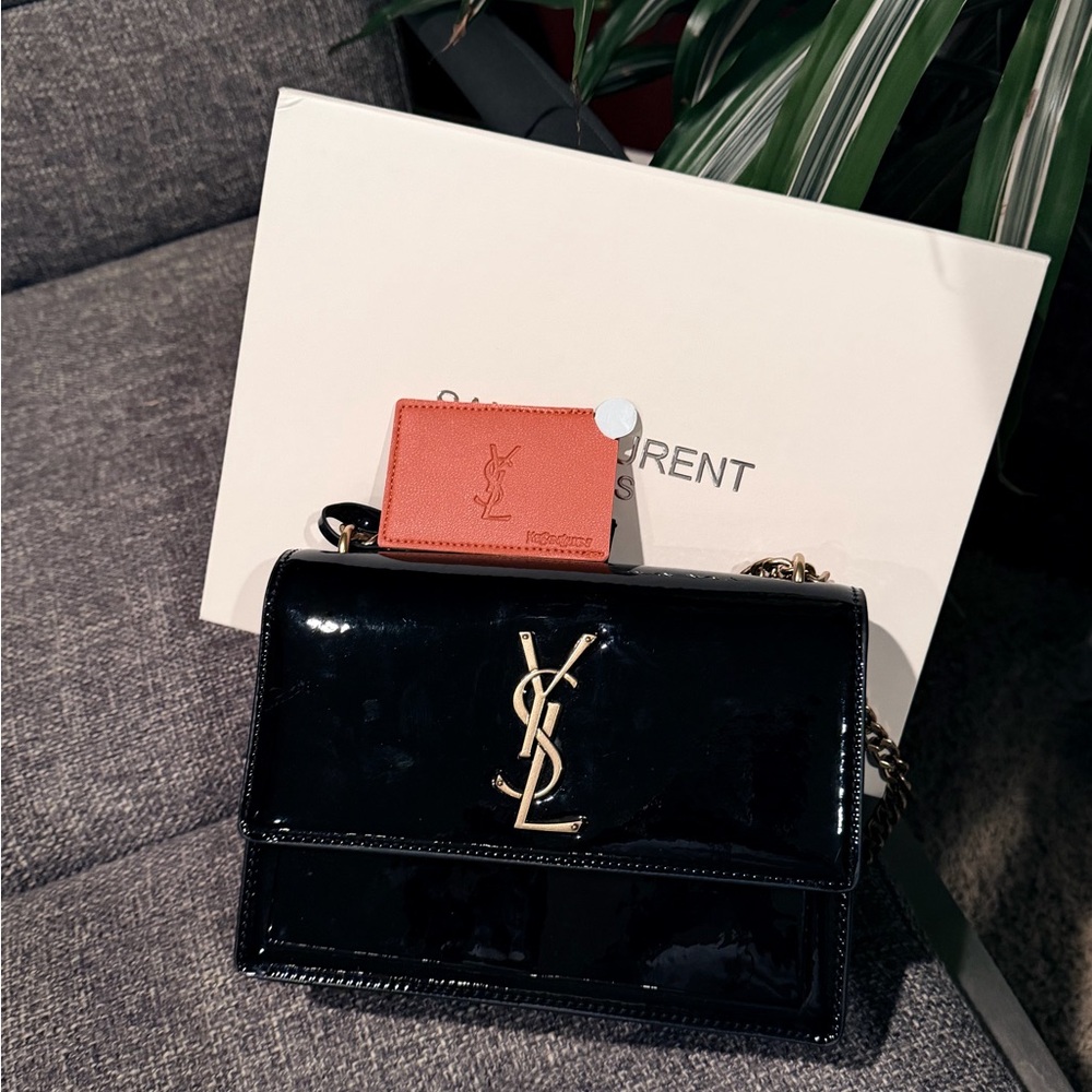 Yves Saint Laurent Glossy Black Crossbody Bag